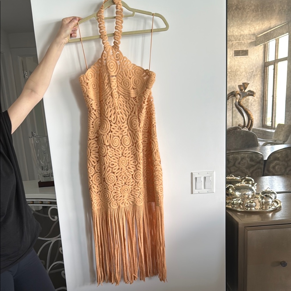 Jonathan Simkhai size 6 lace fringe dress